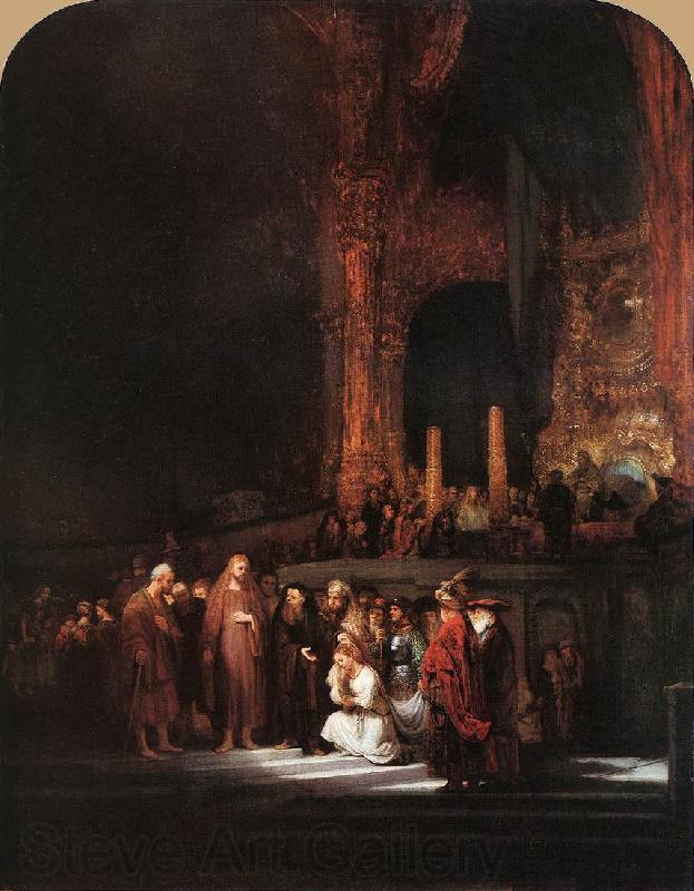 REMBRANDT Harmenszoon van Rijn Christ and the Woman Taken in Adultery Norge oil painting art